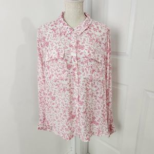 Lucky Brand Top Womens Extra Large Pink Floral Victorian Tapestry Botanical